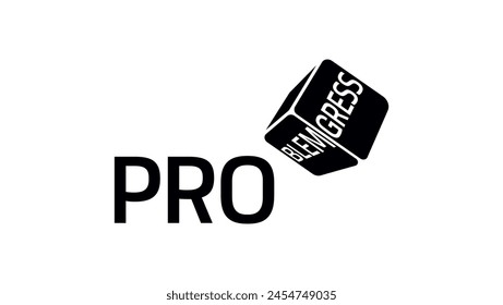 emblema de progreso, problema o progreso , silueta negra aislada