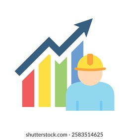 Progress flat color icon, mini, small illustration. use for modern concept, print, UI, UX kit, web and app development. Vector EPS 10, related to industrial, business, finance, investment.