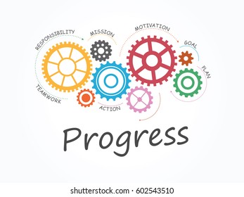 Progress with Gear Concept. Infographic Template. Vector Illustration.