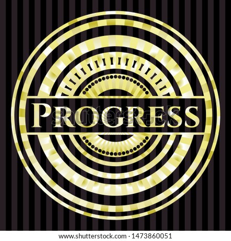 Progress gold shiny badge. Vector Illustration. Detailed.