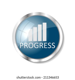 Progress graph blue  button or icon vector illustration
