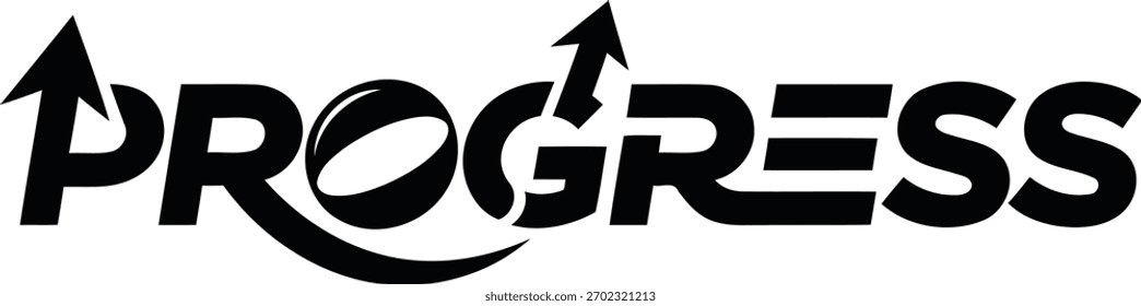 Progress Grafikdesign Konzept Aufwärtspfeil Wachstum und Motivation Illustration in Schwarz-Weiß Logo Symbol für
