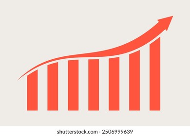 Icono de gráfico de crecimiento de progreso con signo de flecha de aumento