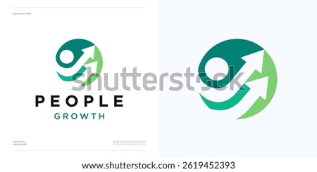 Progress growth people logo icon design, vector illustration element editable, creative idea concept two arrow up sign with human success in circle for business and brand identity