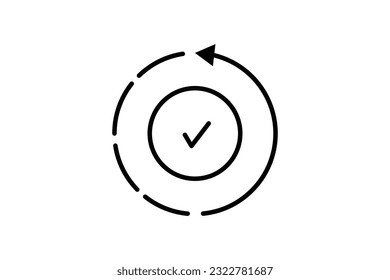 In Progress Icon. Check mark inside the circle. icon related to Process. Line icon style design. Simple vector design editable