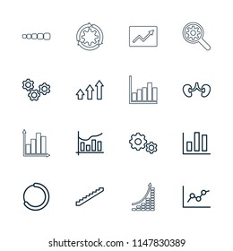 Progress icon. collection of 16 progress outline icons such as stairs, chart, kidney, gear, loading, graph, money growth. editable progress icons for web and mobile.