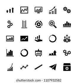 Progress icon. collection of 25 progress filled icons such as stairs, gear, loading, chart, line graph, graph, paper plane. editable progress icons for web and mobile.