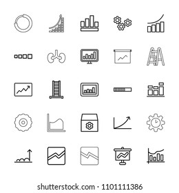 Progress icon. collection of 25 progress outline icons such as ladder, graph, gear, graph on board, line chart, loading, chart. editable progress icons for web and mobile.