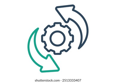 Icono de progreso. estilo de icono de línea. engranaje con flecha. icono relacionado con SWOT. Ilustración vectorial de Elementos de negocios
