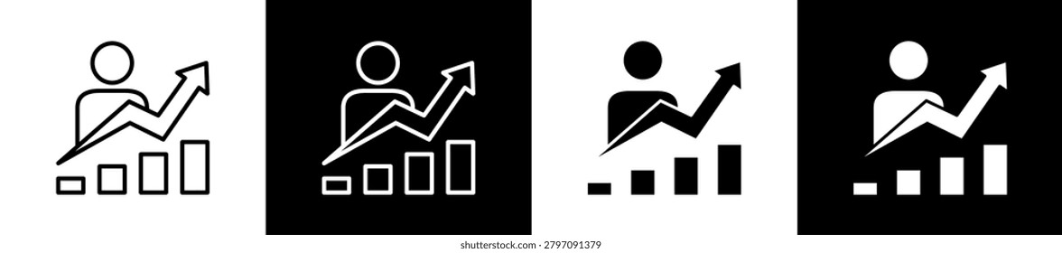 Progress Icon In Outline And Glyph Styles With Black And White Variations