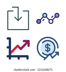 progress icon set. vector set about profits, download and line chart icons set.