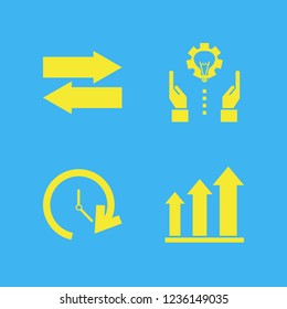 progress icon. progress vector icons set technology progress, growing graph, left right arrows and update time