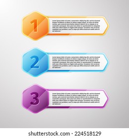 Progress icons for three steps - One two three