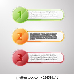 Progress icons for three steps - One two three