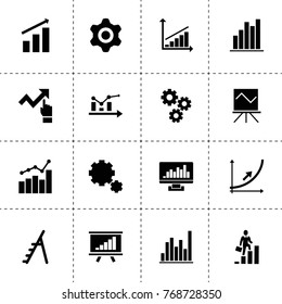 Progress icons. vector collection filled progress icons. includes symbols such as gear, chart graph, graph chart, diagram, ladder. use for web, mobile and ui design.