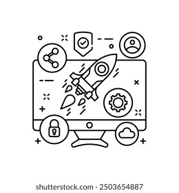 Progress Improvement Outline Icon, Vector illustration