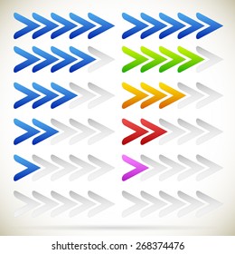 Progress indicator with arrows from zero to fifth step. Arrows in sequence.