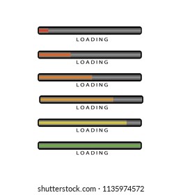 progress indicator and download from red to green on a white background