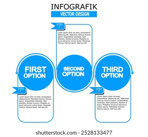 Progress Infographic Design, Circle shape, Three Steps.
