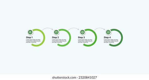 Infografía de progreso de izquierda a derecha para mostrar el flujo de tareas