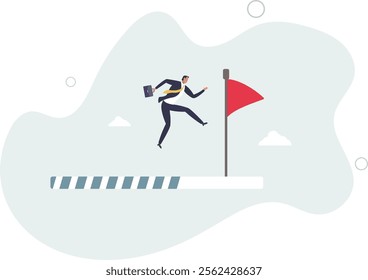 Progress or journey to success or achieve goal, business step or career path, mission or challenge to succeed,flat characters.