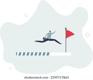 Progress or journey to success or achieve goal, business step or career path, mission or challenge to succeed, improvement concept.flat character life .