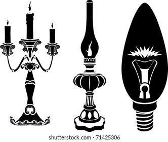 Progress of lighting devices. concept. vector illustration