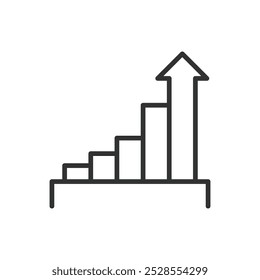 Progress, in line design. Progress, growth, development, improvement, advancement, innovation, milestones on white background vector. Progress, in line design editable stroke icon