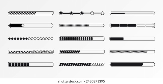 Statusleiste laden. Indikator für den Download-Status. Grafische Symbole der Benutzeroberfläche. Neon-Tasten der Geschwindigkeit des Uploads. Satz von Web-Loadern mit Prozent. Futuristische Benutzeroberfläche für Website, Spiel, Internet