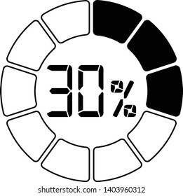Progress loading bar. 30% progress vector