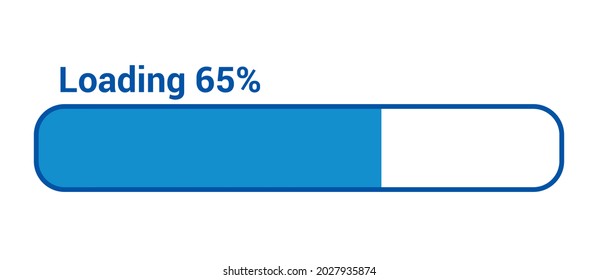 progress loading bar 65 percent (65%) on white background