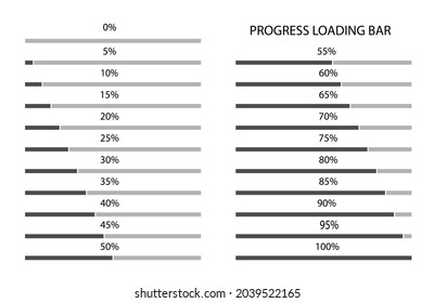 Progress loading bar. Black thin outline graphics. Design element for infographics.