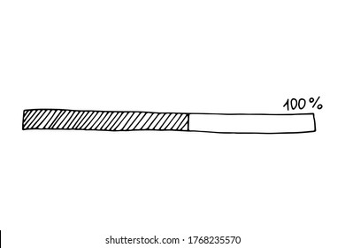 Progress loading bar in doodle style. Hand drawn vector illustration.