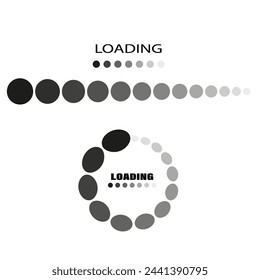 Progress loading bar icons. Circular and linear styles. Vector illustration. EPS 10.