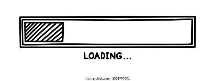 Progress loading bar. Infographics design element with status of completion. Hand drawn vector illustration isolated in white background