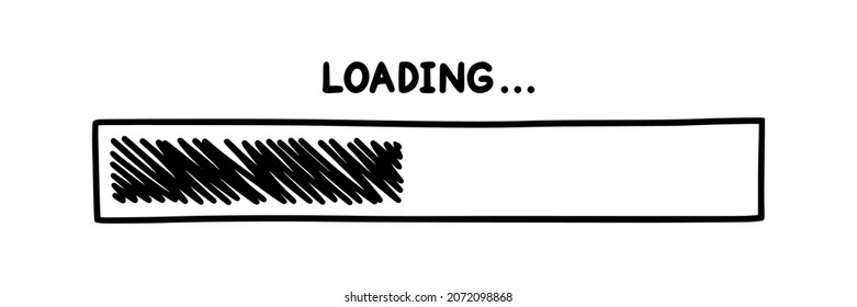 Progress loading bar. Infographics design element with status of completion. Hand drawn vector illustration isolated in white background