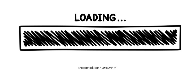 Progress loading bar. Infographics design element with status of completion. Hand drawn vector illustration isolated in white background