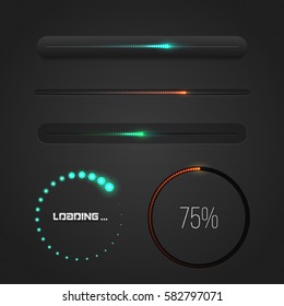 Progress loading bar with lighting. Concept technology. Vector illustration.