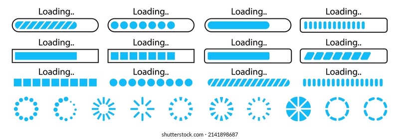 Progress loading bar. Load, download, connecting status indicators. System software update and upgrade concept. Vector illustration.