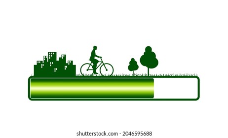 Progress or loading bar with man on bicycle