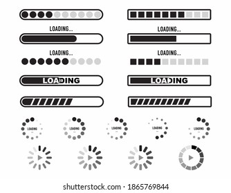 Progress loading bar, set of icons. Load symbol. Hand-drawn sketch vector