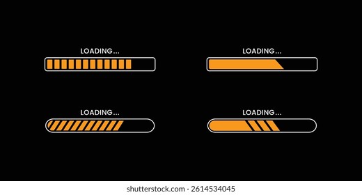 Progress loading bar, set of icons. Load symbol. Hand-drawn sketch vector illustration