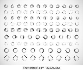 Progress loading bar. Set of indicators. Download progress, web design template, interface upload. Vector illustration.