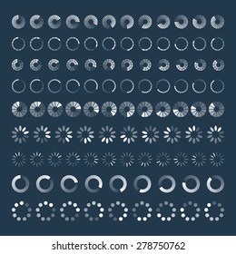 Progress loading bar. Set of indicators. Download progress, web design template, interface upload. Vector illustration.