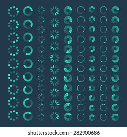 Progress loading bar. Set of indicators. Download progress, web design template, interface upload. Vector illustration.