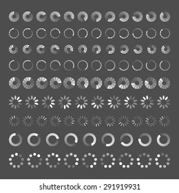 Progress loading bar. Set of indicators. Download progress, web design template, interface upload. Vector illustration.