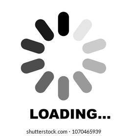 Progress loading icon, downloading sign, data loading, isolated icon with loading symbol and text, vector illustration.