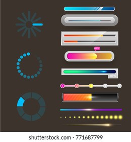 Progress loading vector bar indicators download progress ui-ux web interface design template elements file upload illustration