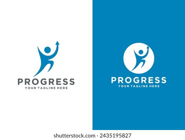 Progress Logo Man Icon Design Element Progress Logo Template. human growth logo	