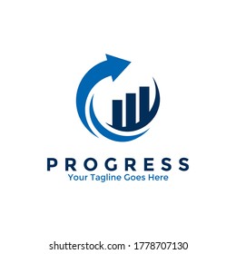 Progress Logo Template Design. 
Business marketing finance logo. Vector illustration of arrow up sign for growth and success concept.